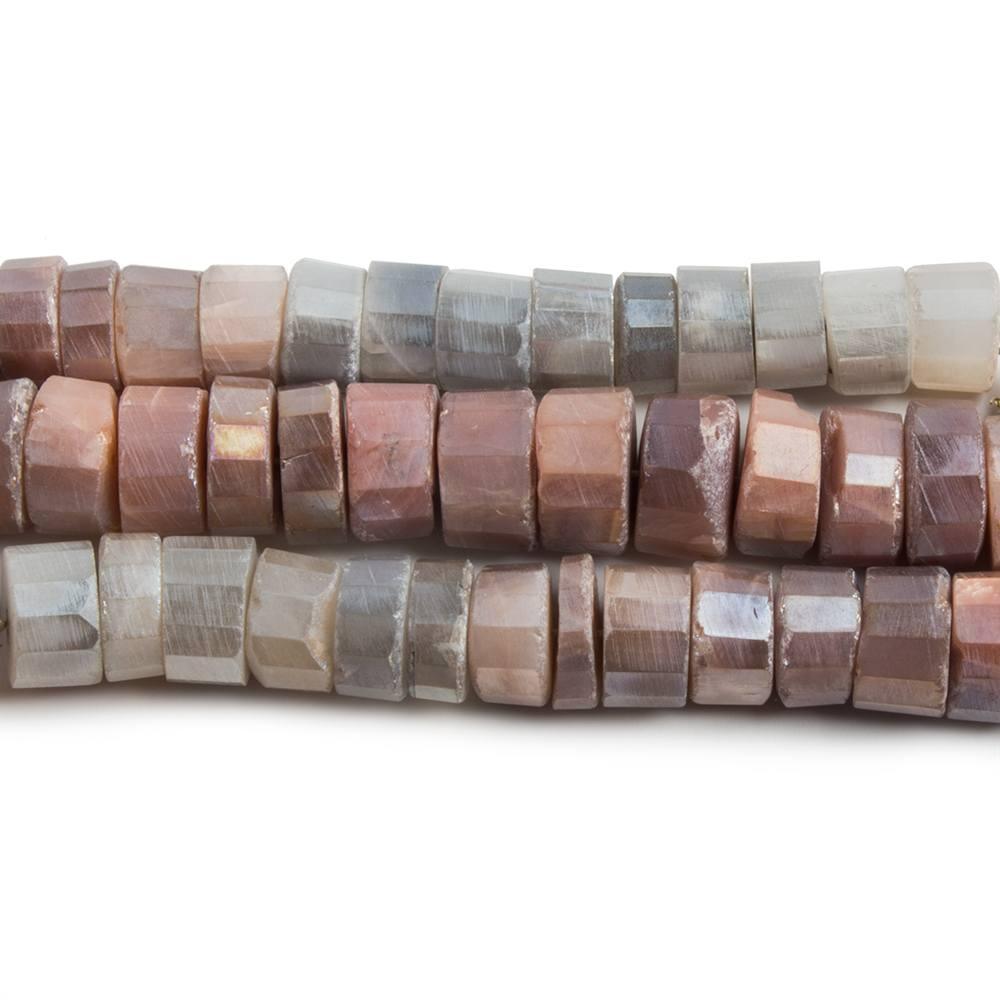 8-9mm Silver Mystic Multi Moonstone faceted Heishi beads 8 inch 44 pieces - The Bead Traders