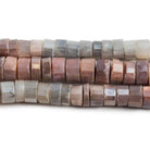8-9mm Silver Mystic Multi Moonstone faceted Heishi beads 8 inch 44 pieces - The Bead Traders
