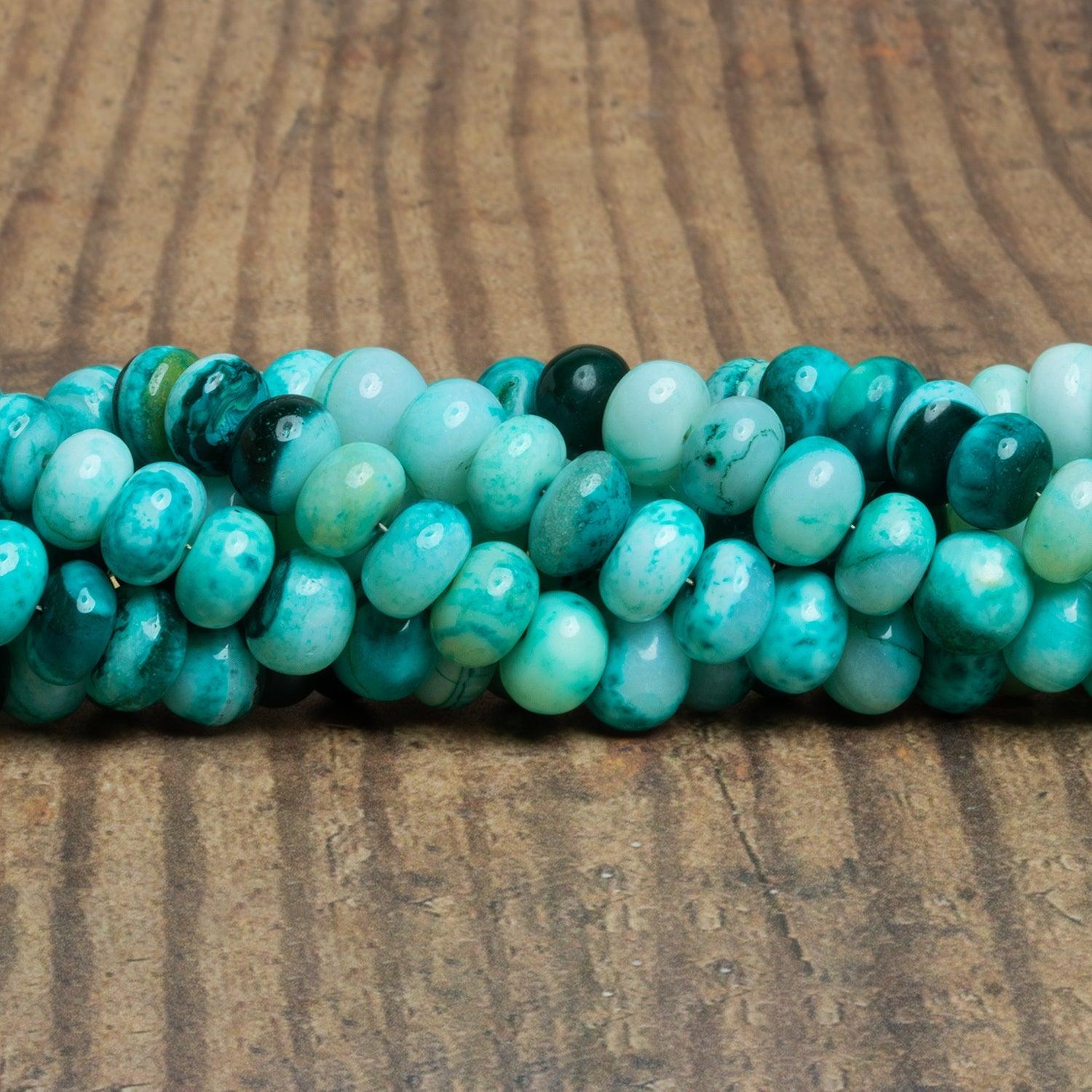 8-9mm Teal Opal Plain Rondelles 16 inch 70 beads - The Bead Traders