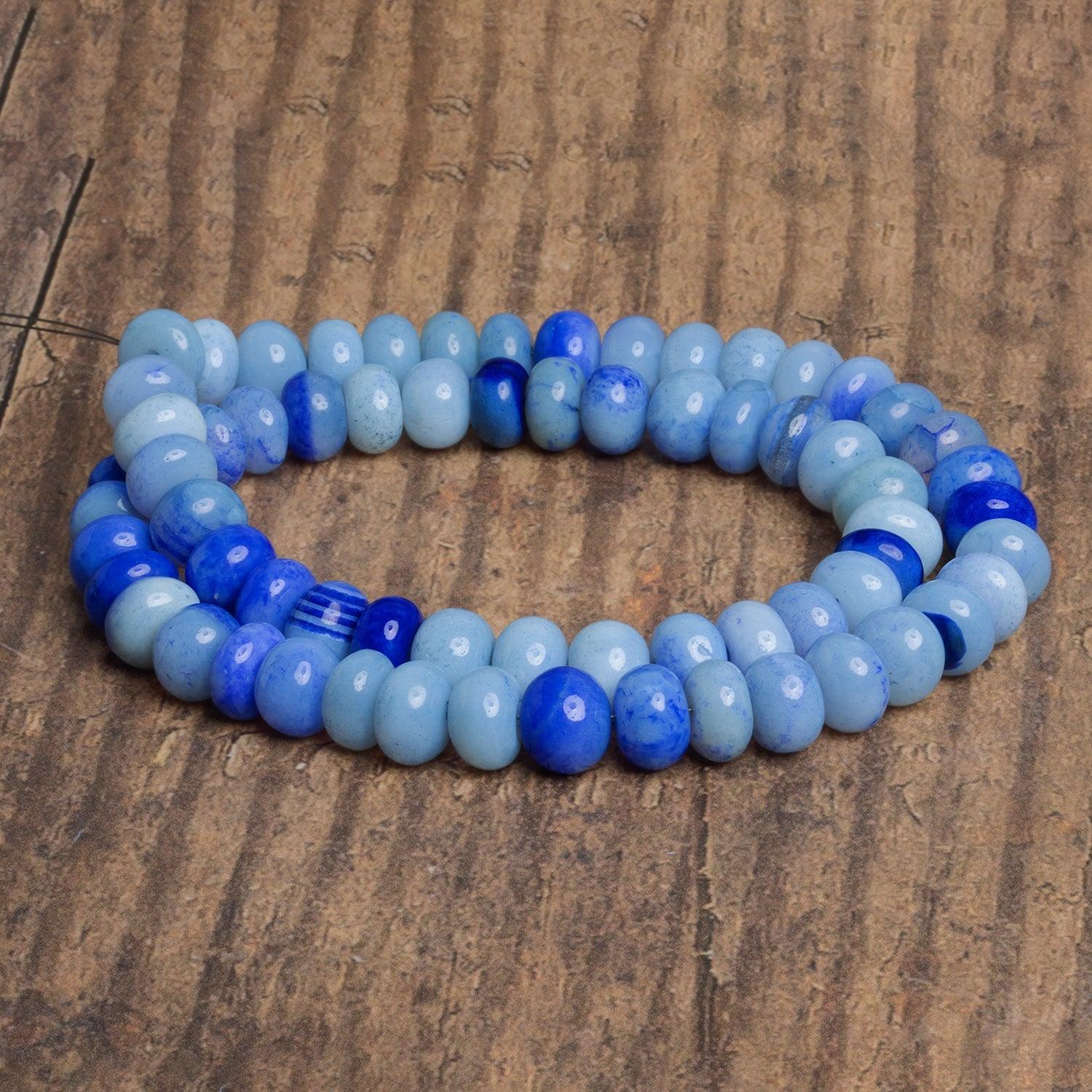 8-9mm Ultramarine Blue Opal Plain Rondelles 16 inch 65 beads - The Bead Traders