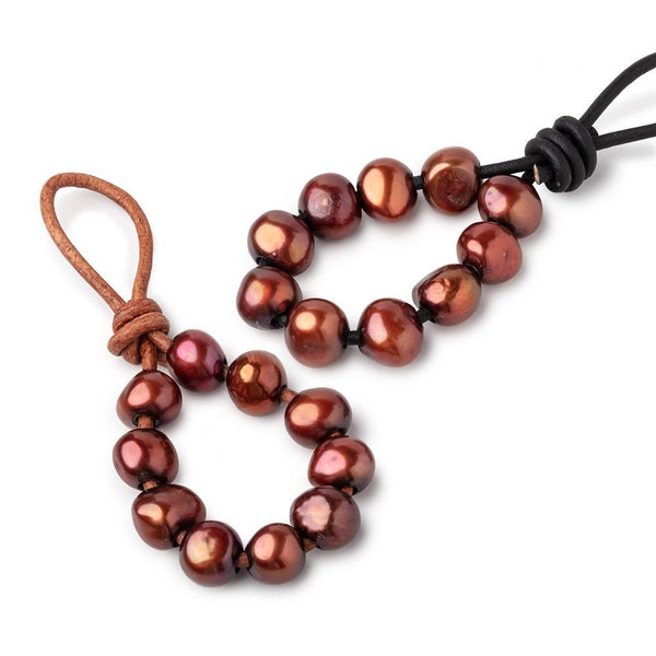 8.5-10.5mm Saffron Brown Baroque 2.5mm large hole Pearls 10 beads