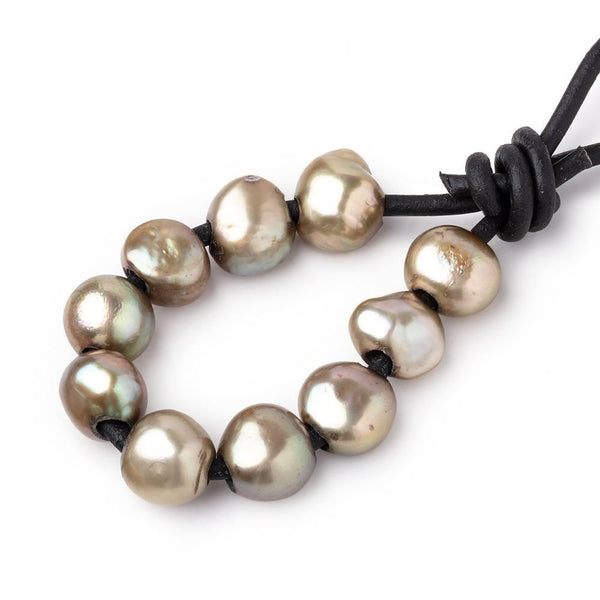 8.5-10mm Grape Green Baroque 2.5mm large hole Pearls 10 beads