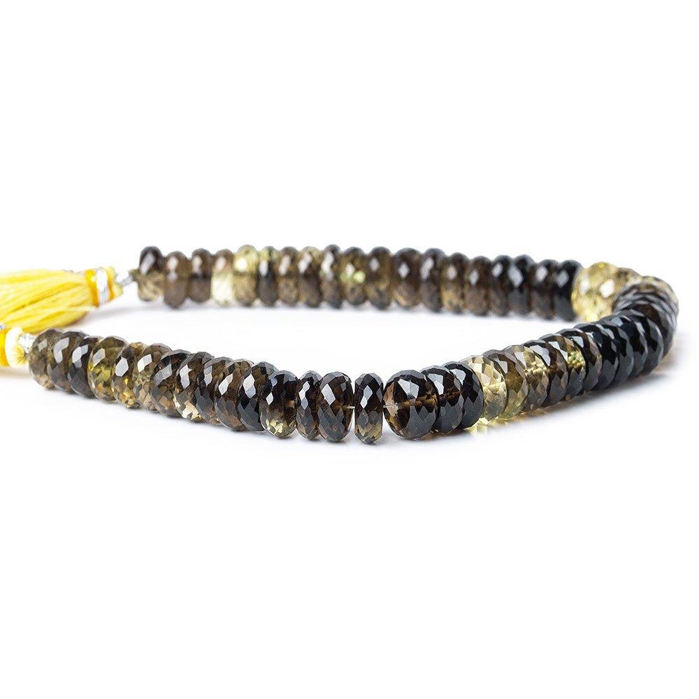 8.5-10mm Smoky & Lemon Quartz faceted rondelles 8 inch 48 beads - The Bead Traders