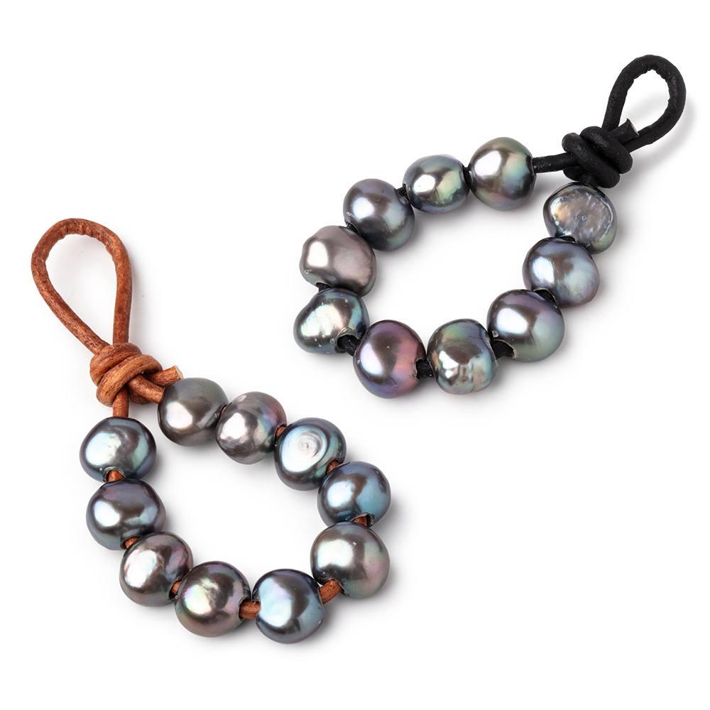8.5-9.5mm Aqua Dark Silver Baroque large hole Pearls 10 pieces - The Bead Traders