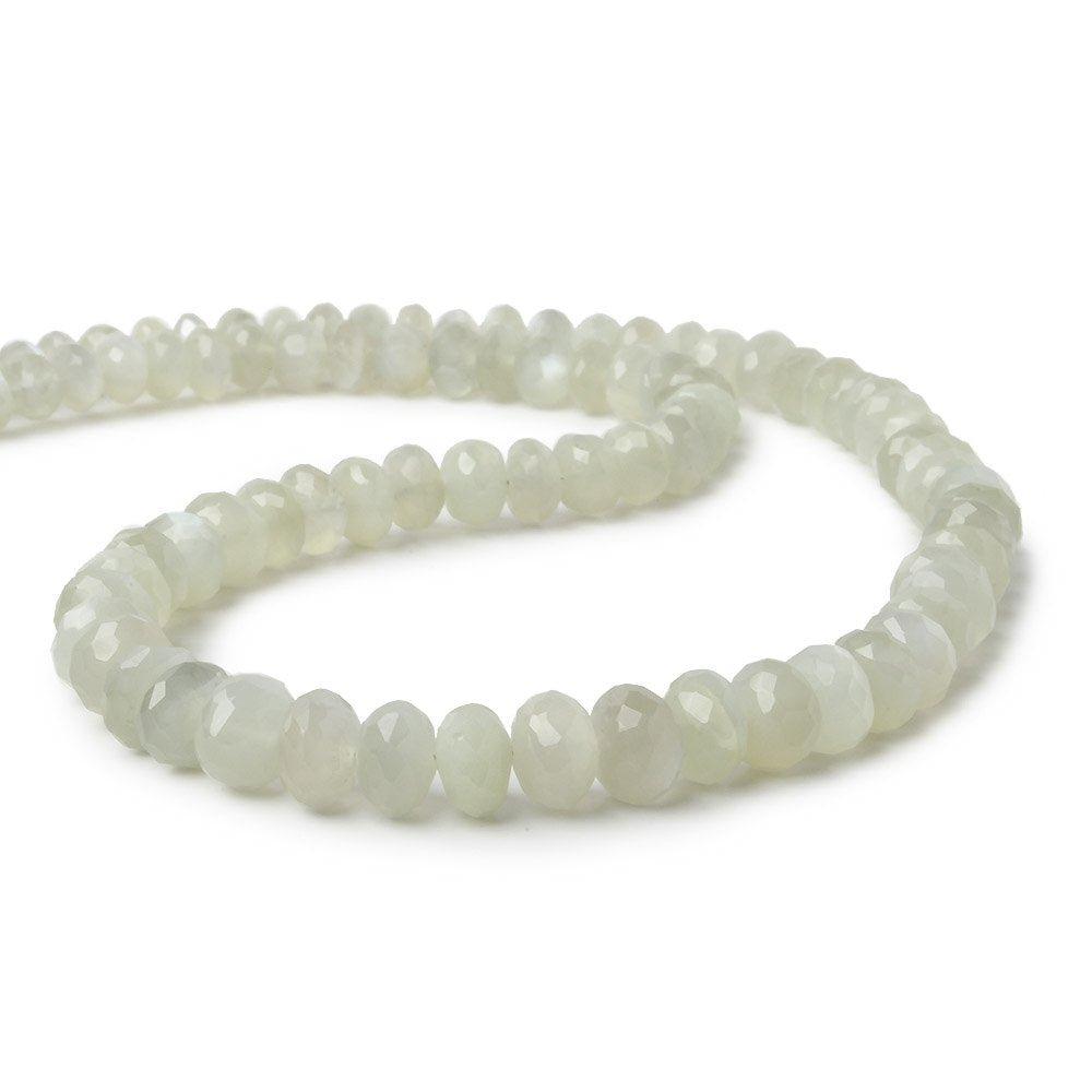 8.5-9.5mm Ceylon Moonstone Faceted Rondelle Beads 14 inch 57 pieces - The Bead Traders