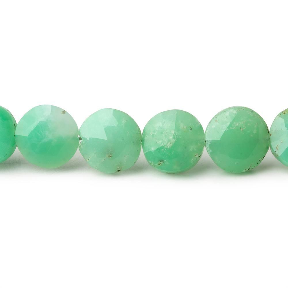 8.5-9.5mm Chrysoprase Faceted Coins 8 inch 23 beads - The Bead Traders