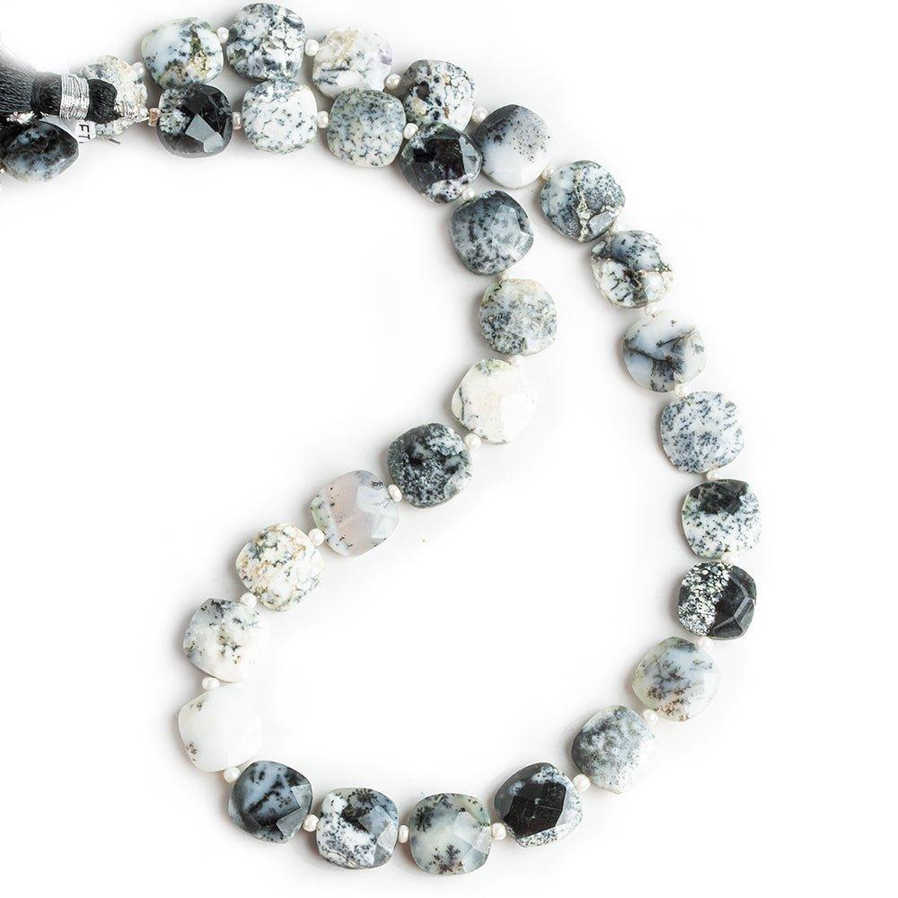8.5-9mm Dendritic Opal faceted pillow beads 14 inch 33 pieces - The Bead Traders