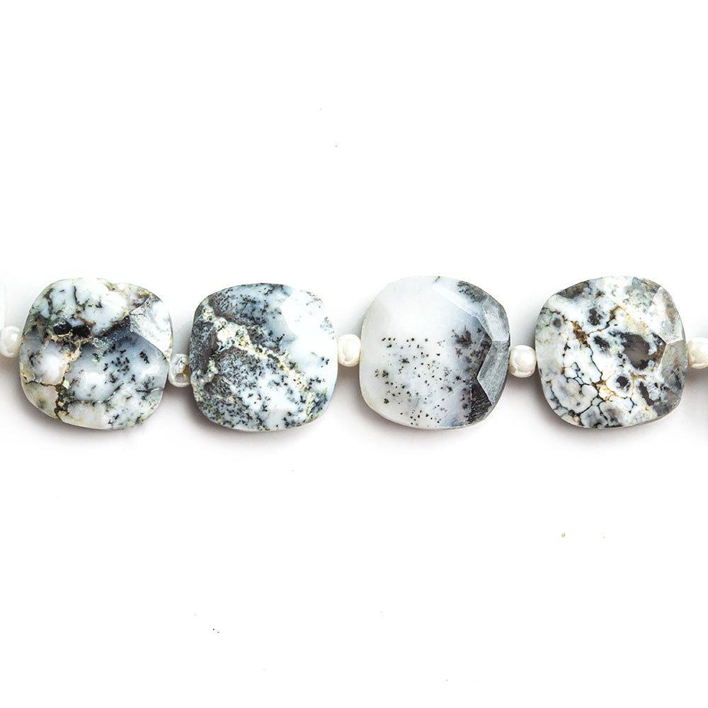8.5-9mm Dendritic Opal faceted pillow beads 14 inch 33 pieces - The Bead Traders