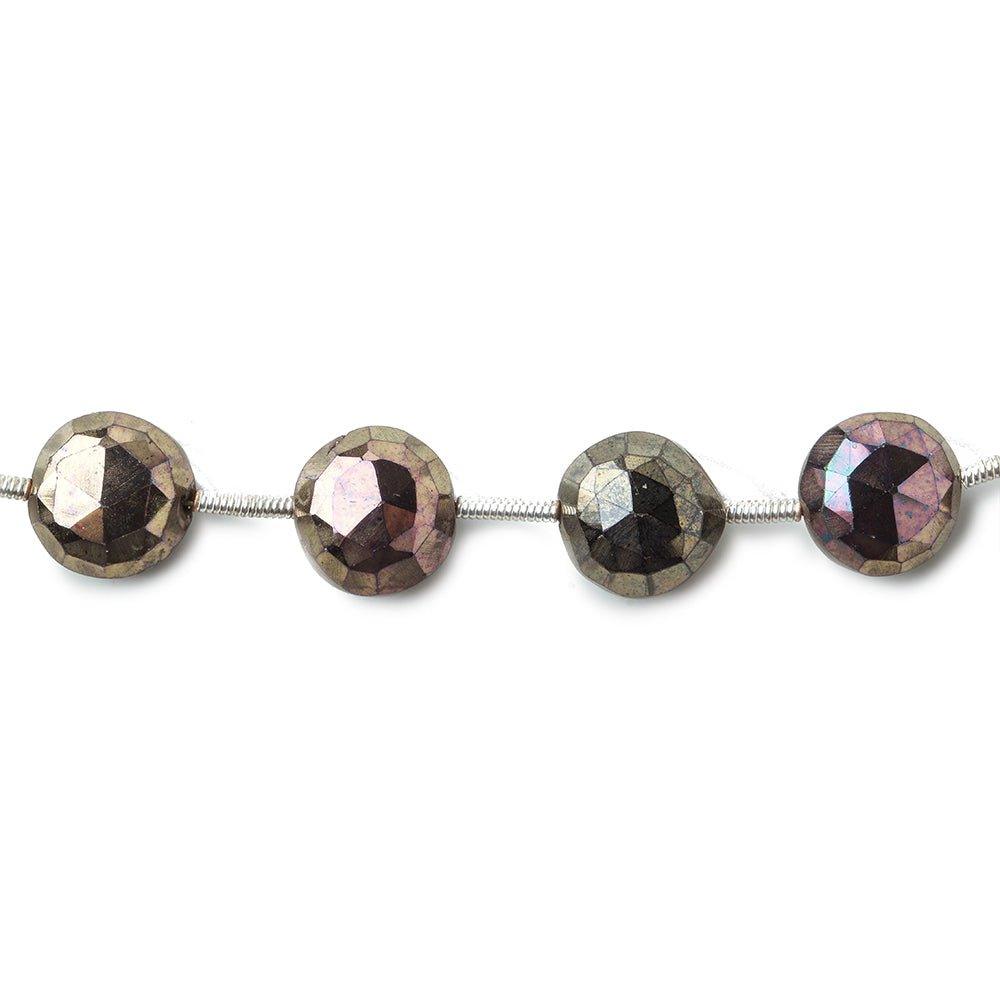 8.5-9mm Mystic Purple Peacock Black Spinel faceted coins 8 inch 14 pieces - The Bead Traders