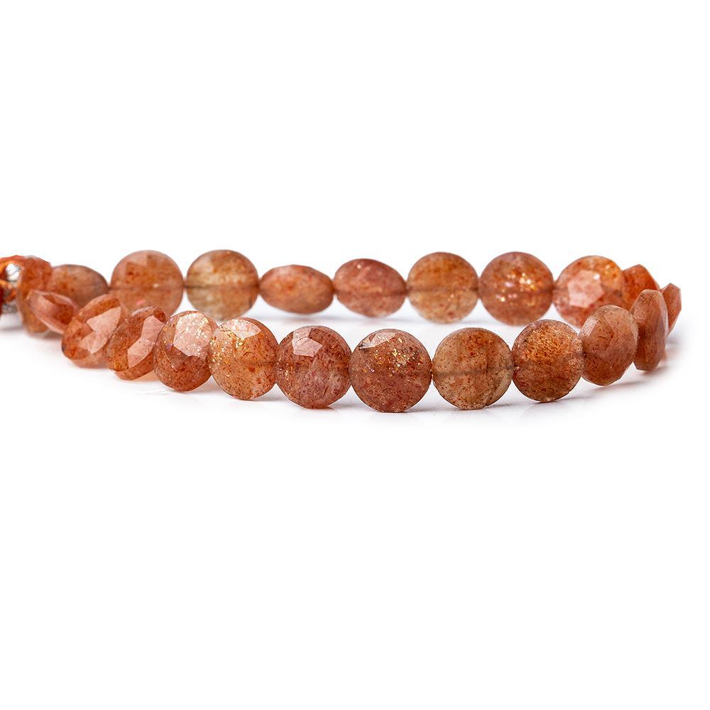 8.5-9mm Sunstone faceted coins 8 inch 22 beads - The Bead Traders