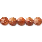 8.5-9mm Sunstone faceted coins 8 inch 22 beads - The Bead Traders