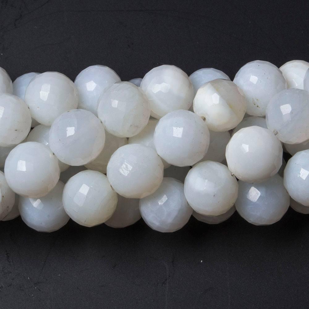 8.5-9mm White Opal faceted round beads 8 inches 23 pieces - The Bead Traders