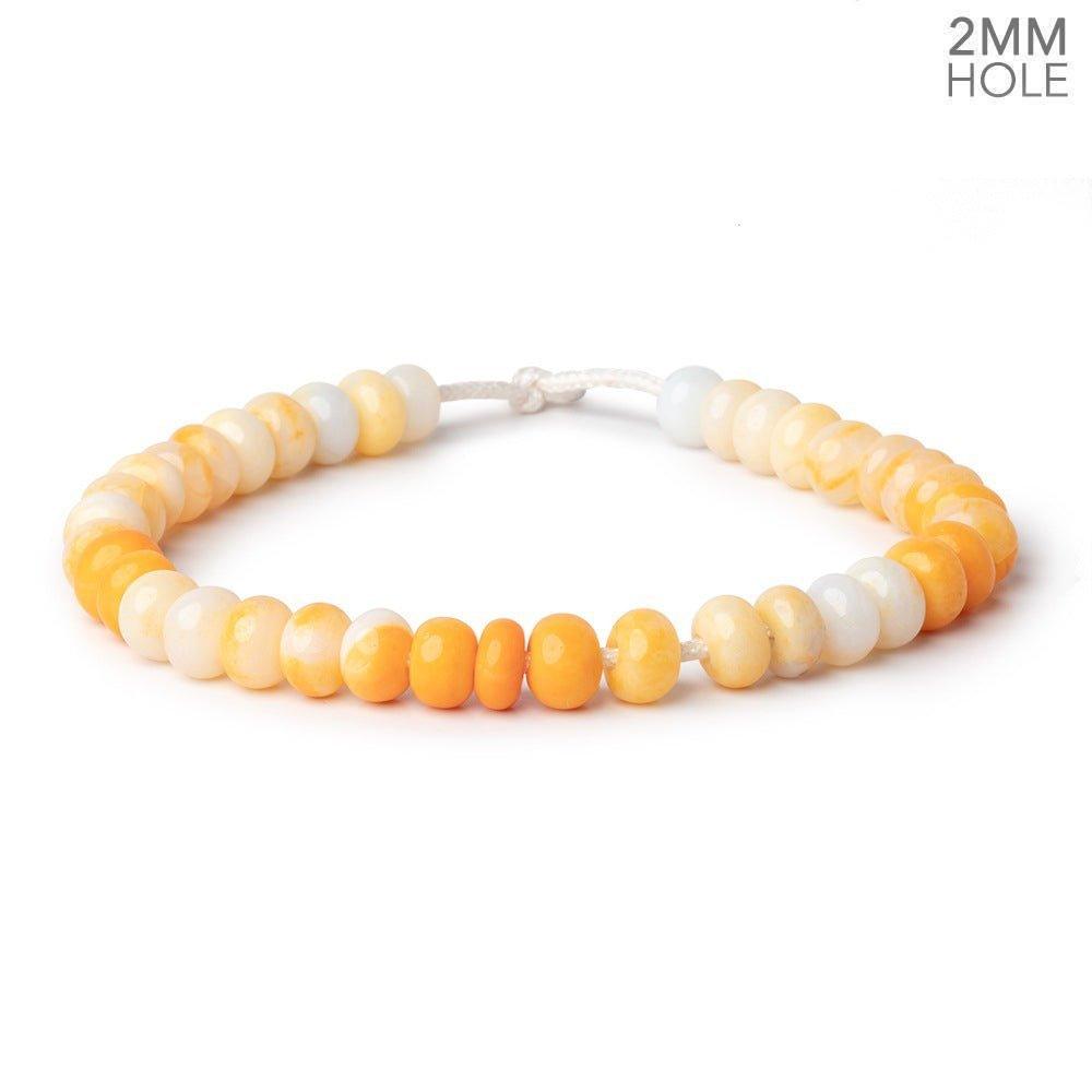 8.5-9mm Yellow Orange Opal 2mm Large Hole Plain Rondelles 8 inch 36 beads - The Bead Traders