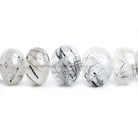 8.5mm-13mm Black Tourmalinated Quartz Plain Rondelle Beads 16 inch 51 pieces - The Bead Traders