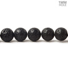 8.5mm Black Lava Round Beads 15 inch 47 pieces Waxed - The Bead Traders