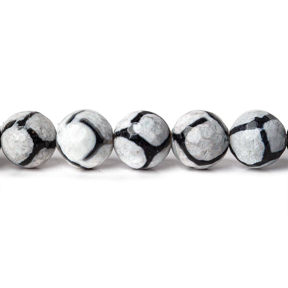 8.5mm Black & White Honeycomb Tibetan Agate faceted rounds 15 inch 43 beads - The Bead Traders