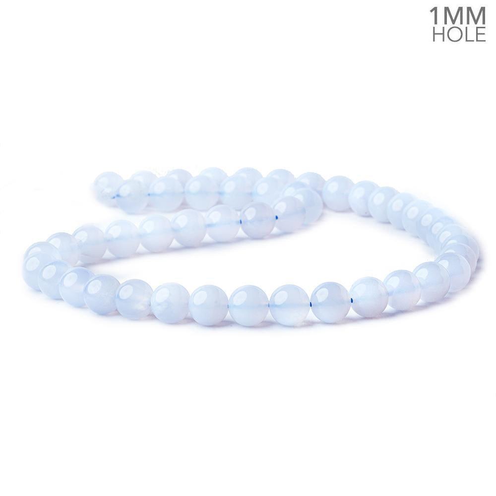 8.5mm Blue Chalcedony plain rounds 16 inch 48 beads - The Bead Traders