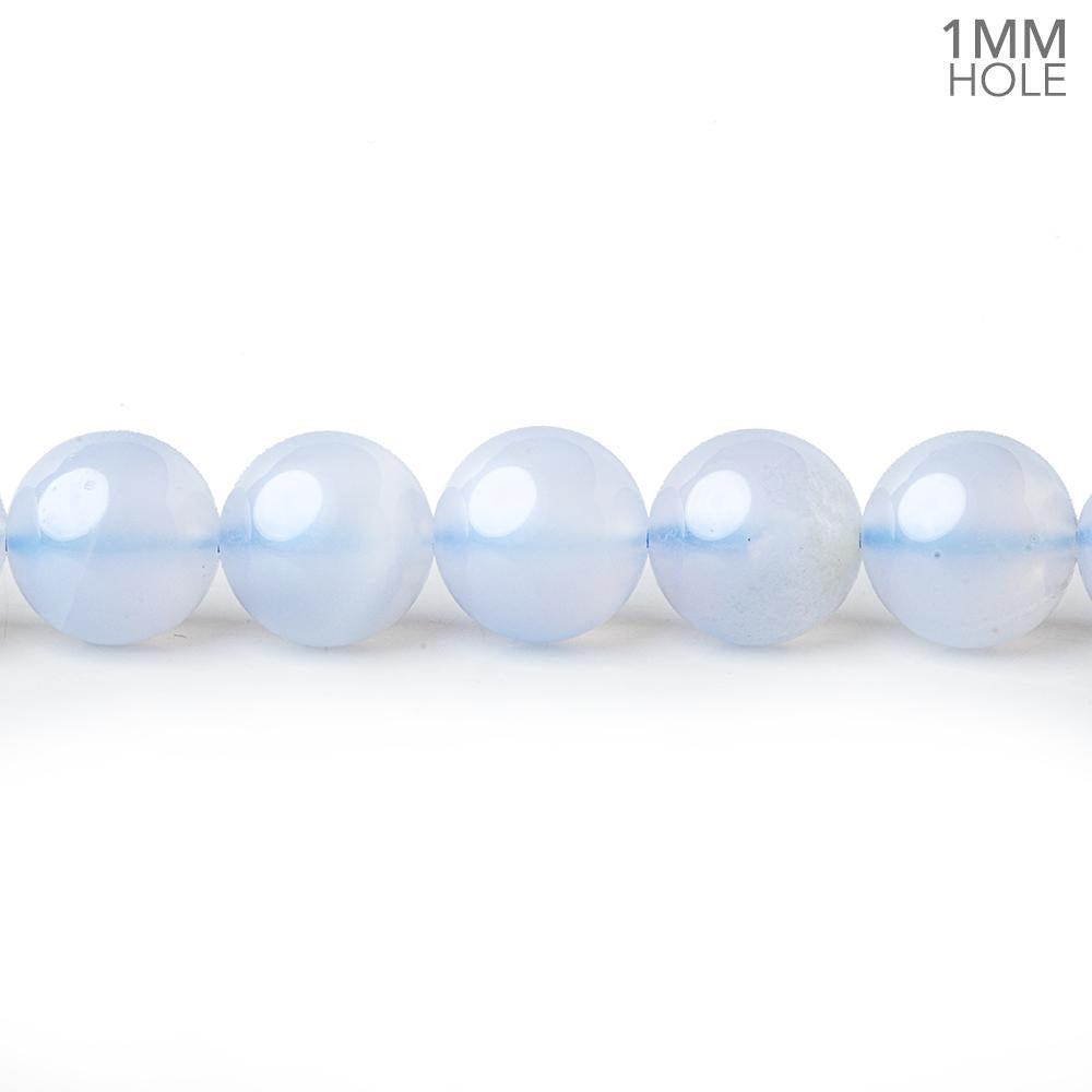 8.5mm Blue Chalcedony plain rounds 16 inch 48 beads - The Bead Traders