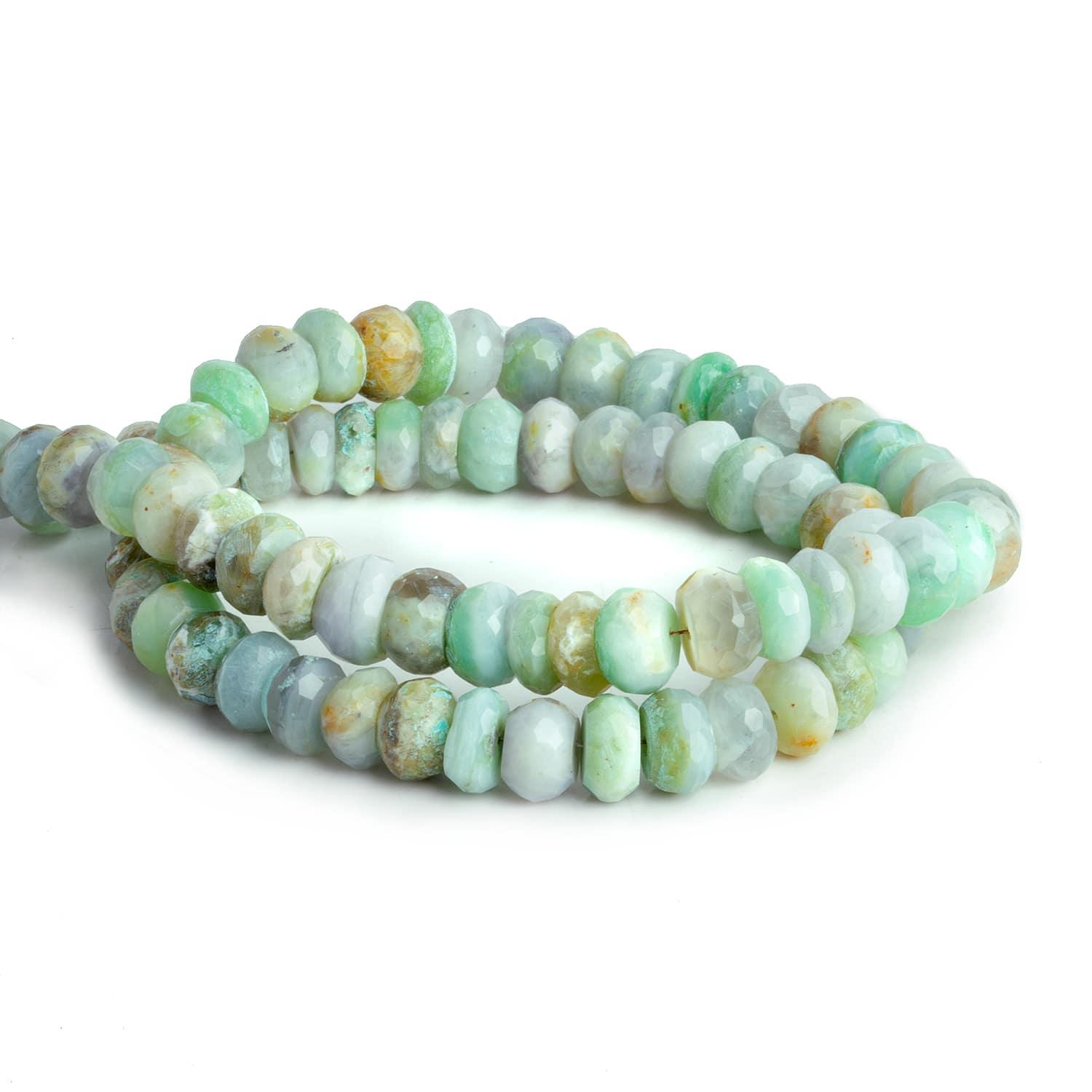 8.5mm Blue Peruvian Opal Faceted Rondelles 16 inch 75 beads - The Bead Traders