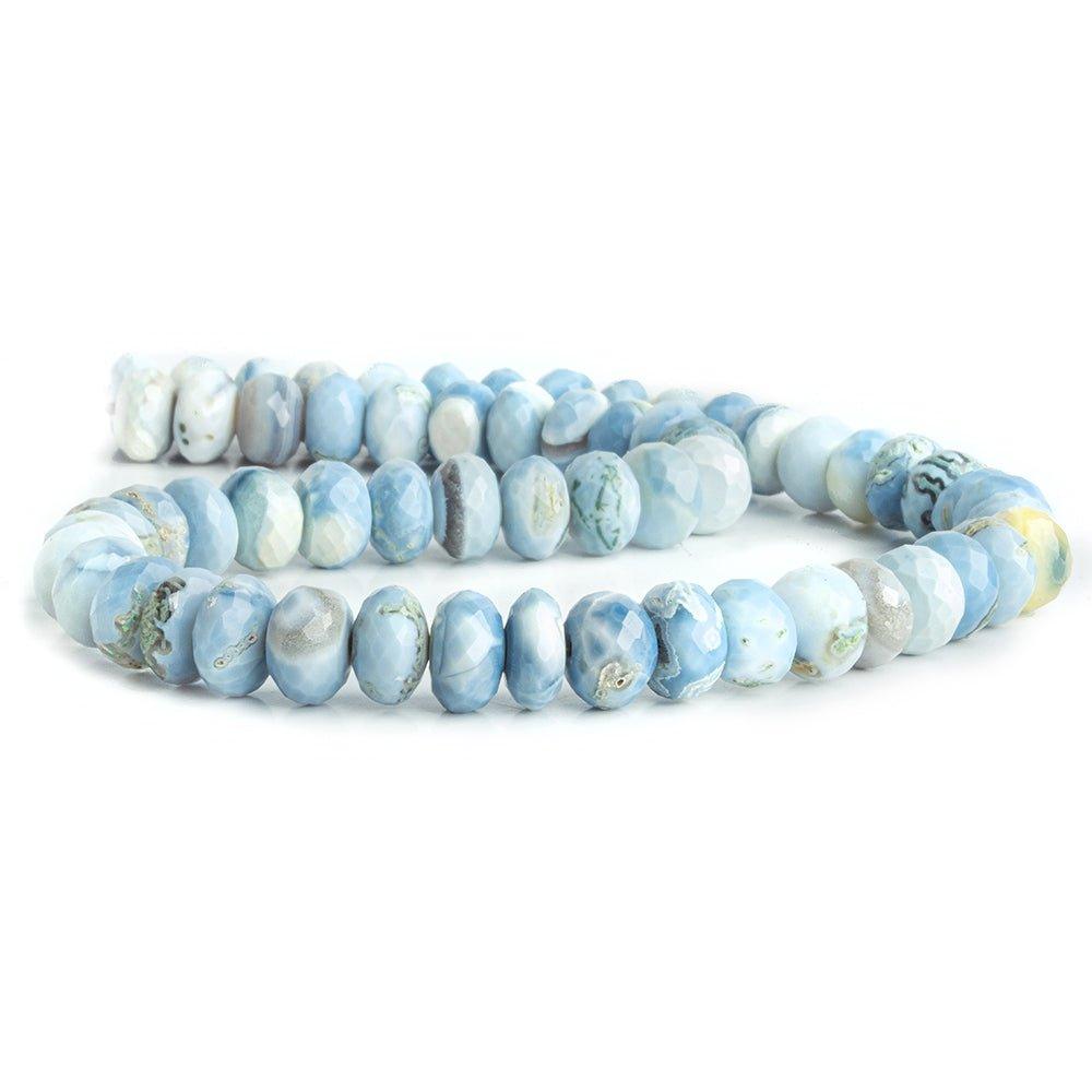 8.5mm Denim Blue Opal faceted rondelle beads 14 inch 60 pieces - The Bead Traders