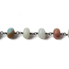 8.5mm Matte Multi Color Amazonite rondelle Black Gold Chain by the foot with 22 pcs - The Bead Traders