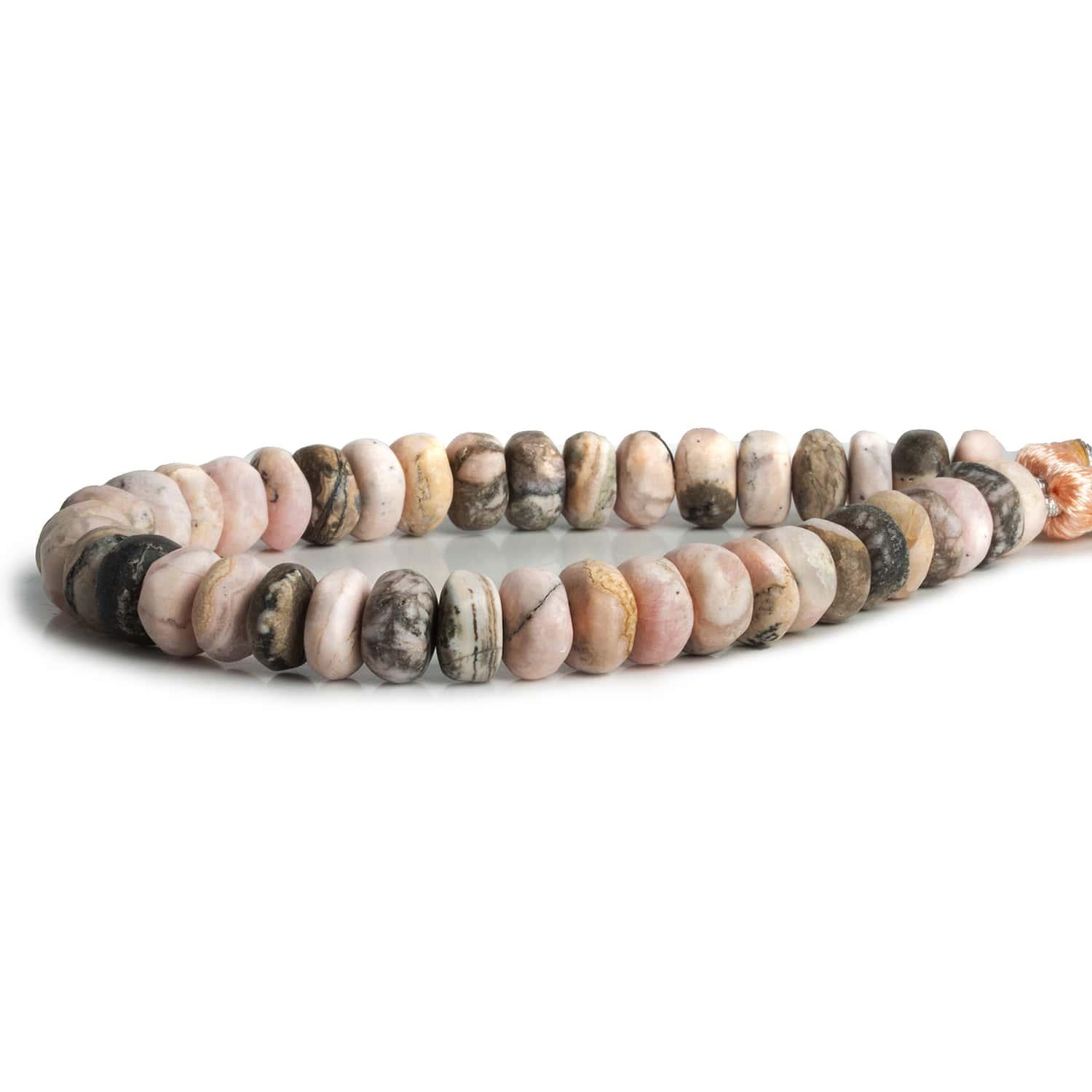 8.5mm Matte Rhodochrosite Plain Rondelle Beads 7.5 inch 40 pieces - The Bead Traders