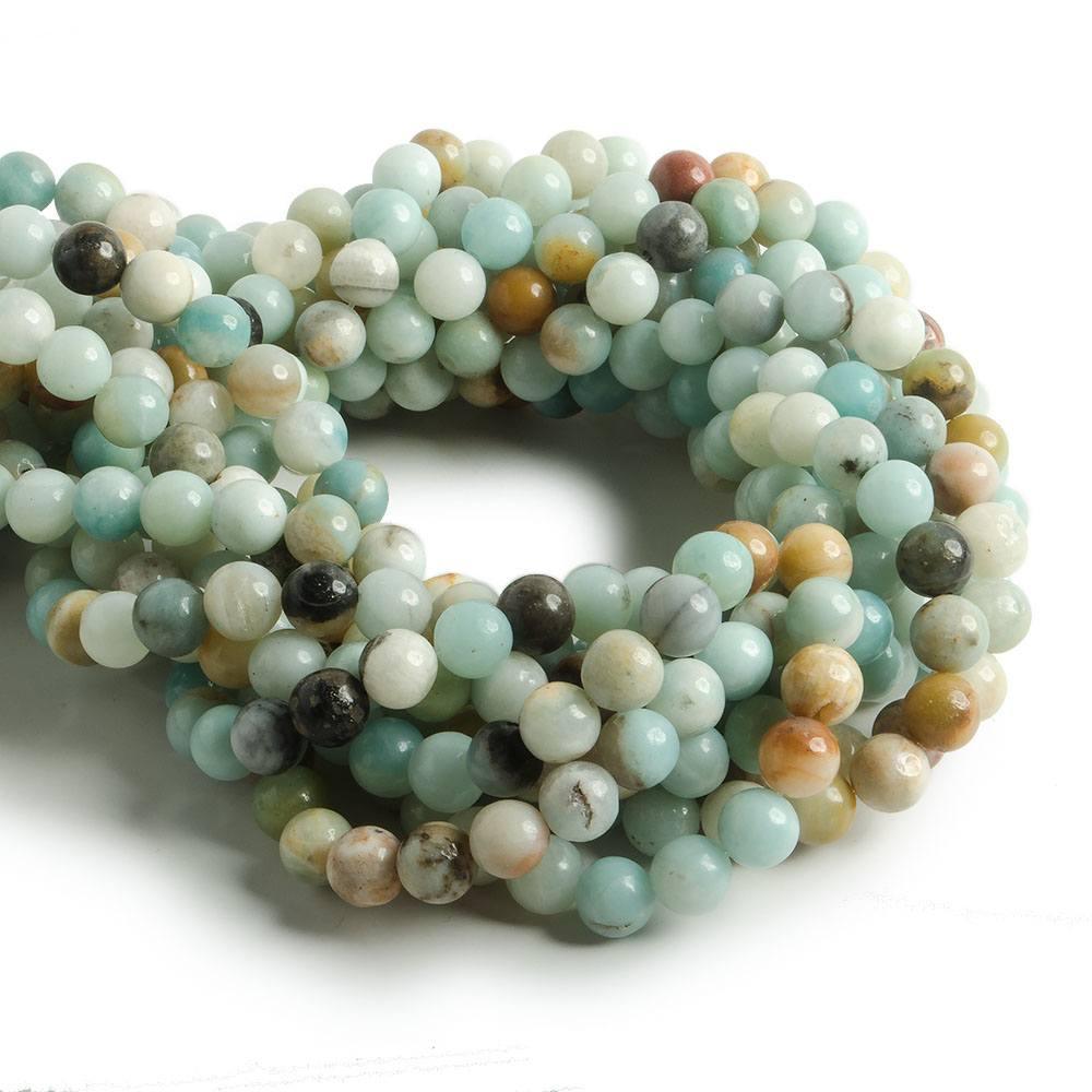 8.5mm Multi-color Amazonite plain round beads 15 inch 47 pieces - The Bead Traders