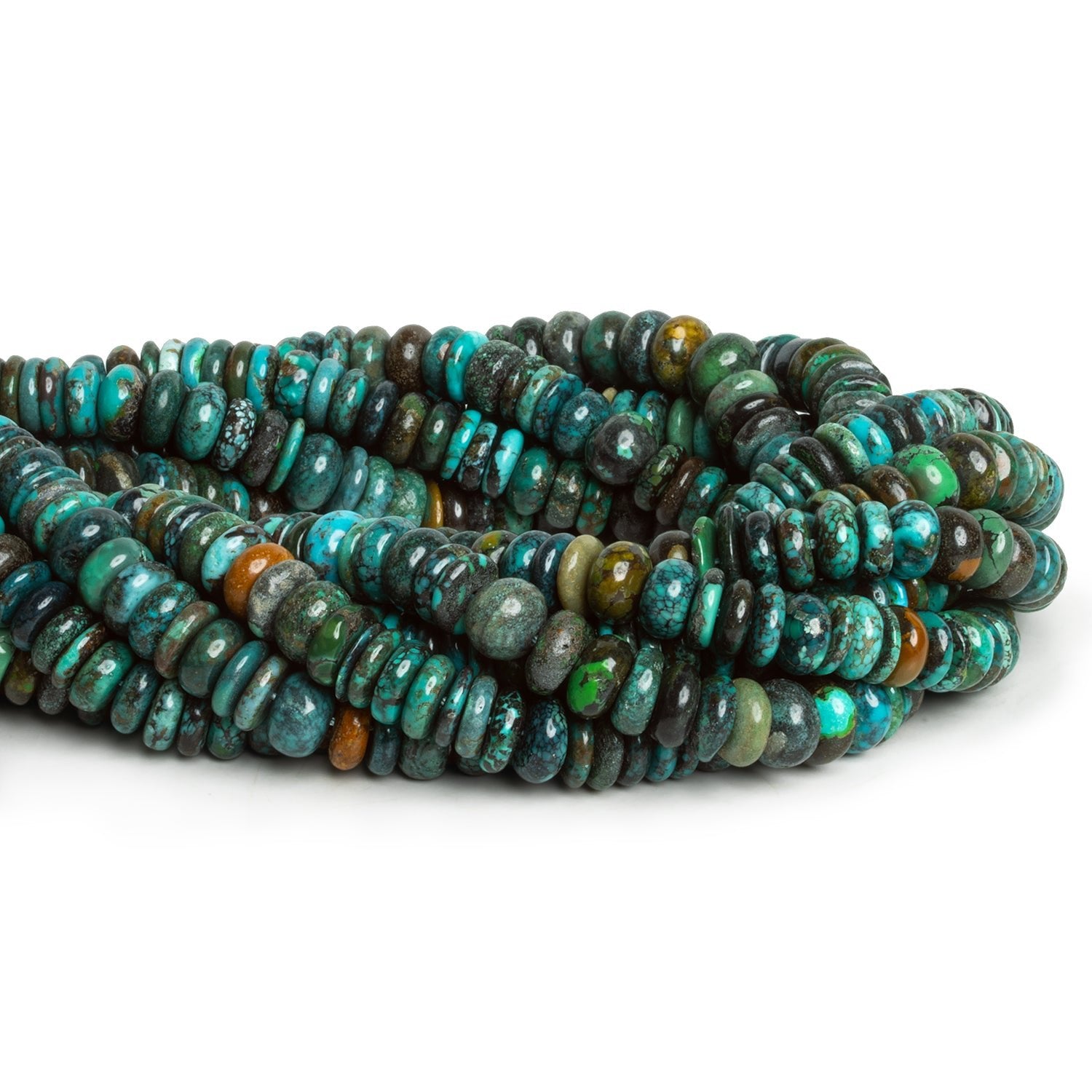 8.5mm Natural Hubei Turquoise Plain Rondelles 16 inch 100 beads - The Bead Traders