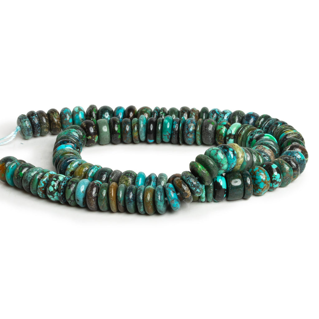 8.5mm Natural Hubei Turquoise Plain Rondelles 16 inch 100 beads - The Bead Traders