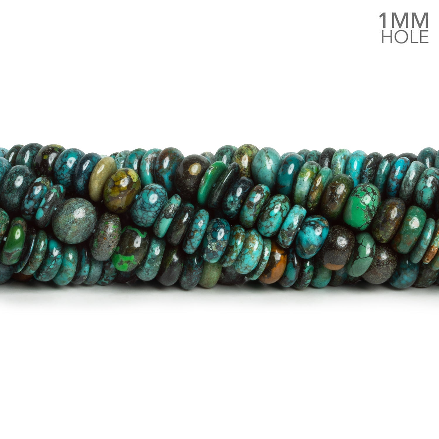 8.5mm Natural Hubei Turquoise Plain Rondelles 16 inch 100 beads - The Bead Traders