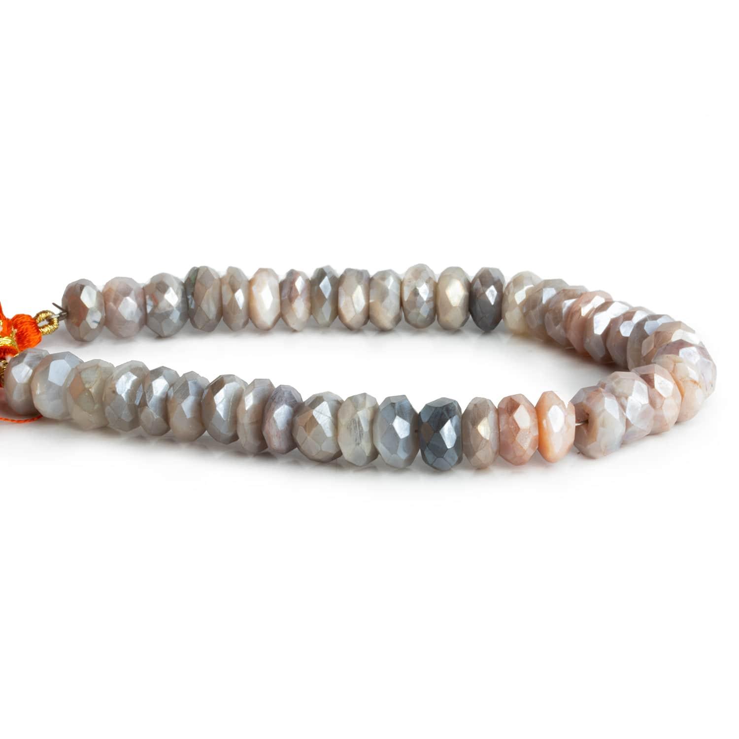 8.5mm Silver Mystic Multi Moonstone faceted rondelle beads 8 inch 42 pieces - The Bead Traders