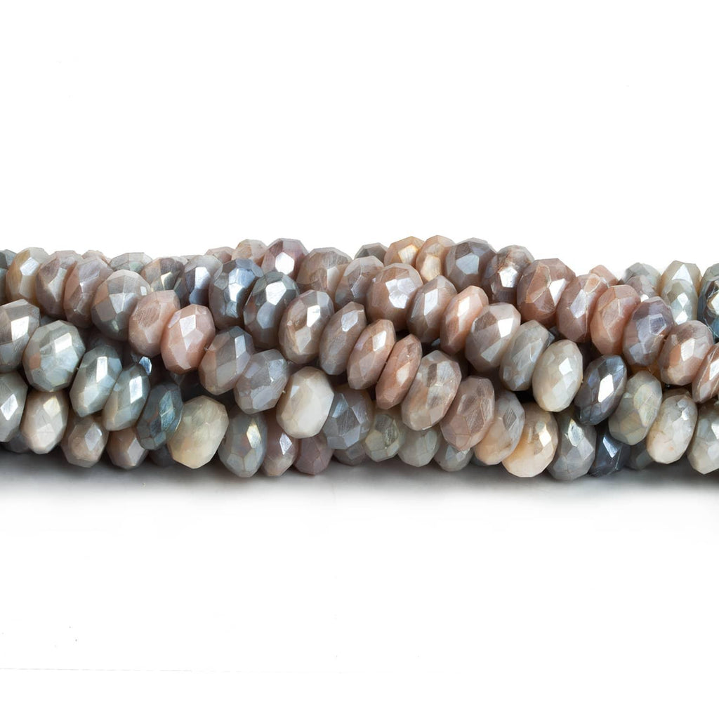 8.5mm Silver Mystic Multi Moonstone faceted rondelle beads 8 inch 42 pieces - The Bead Traders