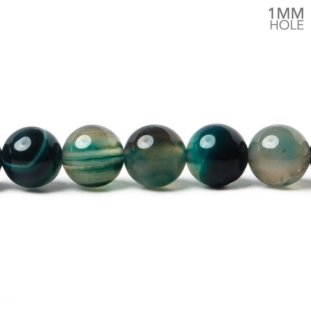 8.5mm Teal Banded Agate plain round beads 14.5 inch 47 pieces - The Bead Traders