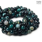 8.5mm Teal Banded Agate plain round beads 14.5 inch 47 pieces - The Bead Traders