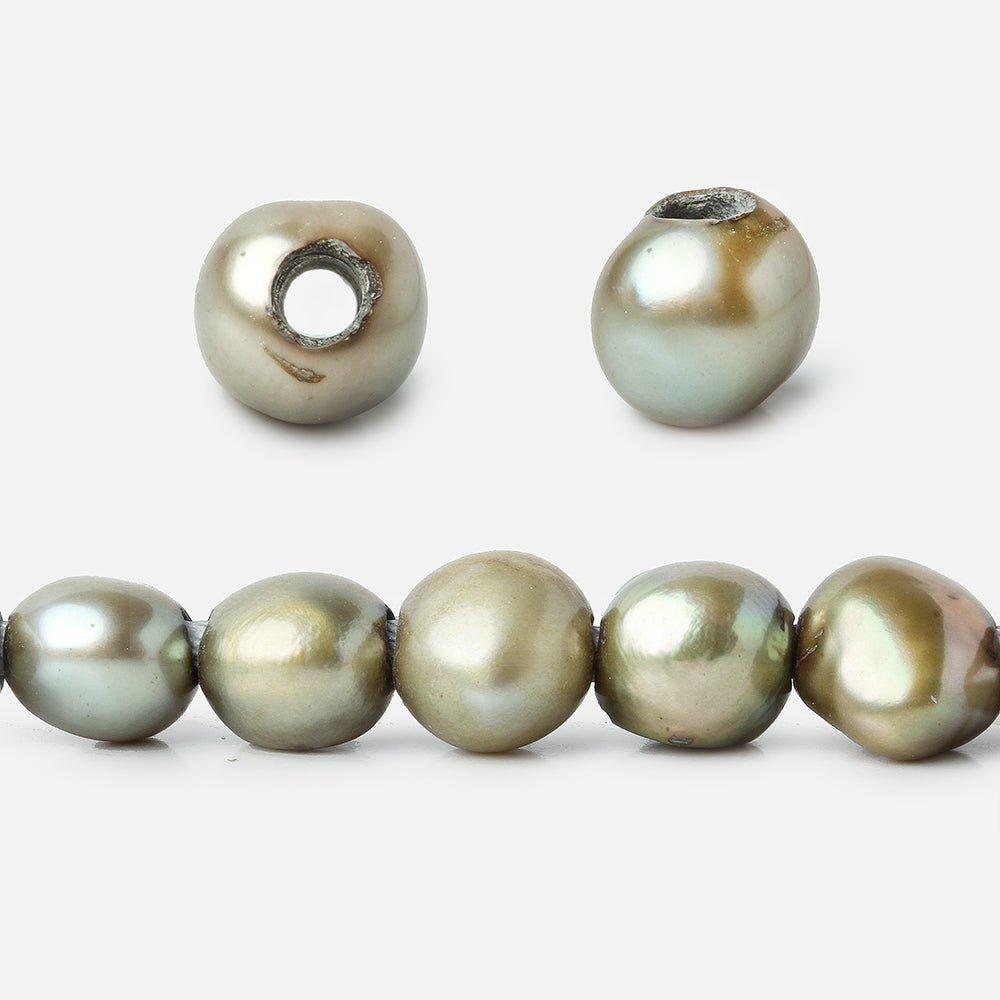 8.5x7.5-10x8mm Grey Green Baroque 2.5mm Large Hole Pearls 15 inch 48 pcs - The Bead Traders