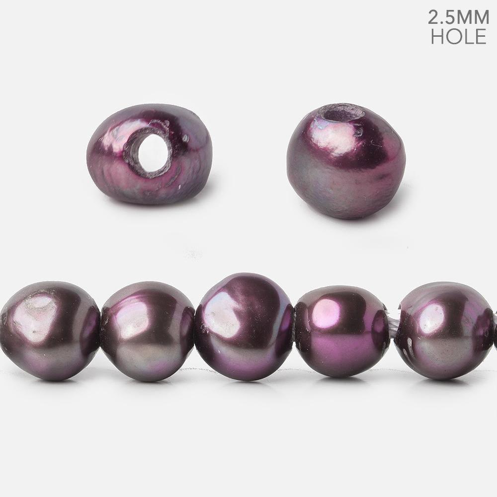 8.5x8-9.5x8mm Regal Purple Baroque 2.5mm Large Hole Pearls 15 inch 50 pcs - The Bead Traders