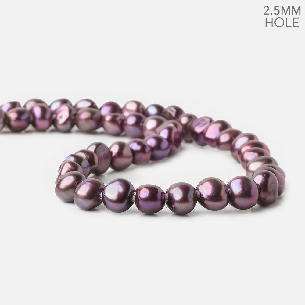 8.5x8-9.5x8mm Regal Purple Baroque 2.5mm Large Hole Pearls 15 inch 50 pcs - The Bead Traders