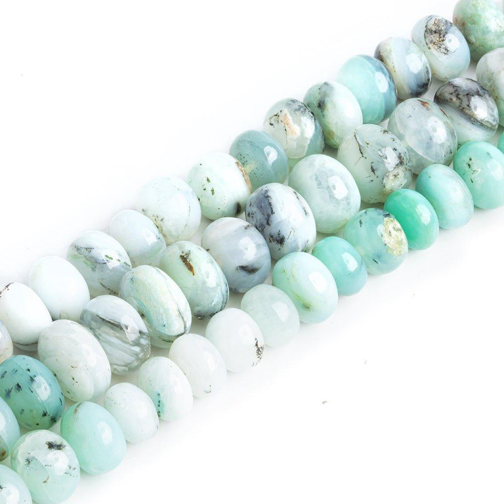 8mm-10mm Blue Peruvian Opal Plain Rondelle Beads - Lot of 3 - The Bead Traders
