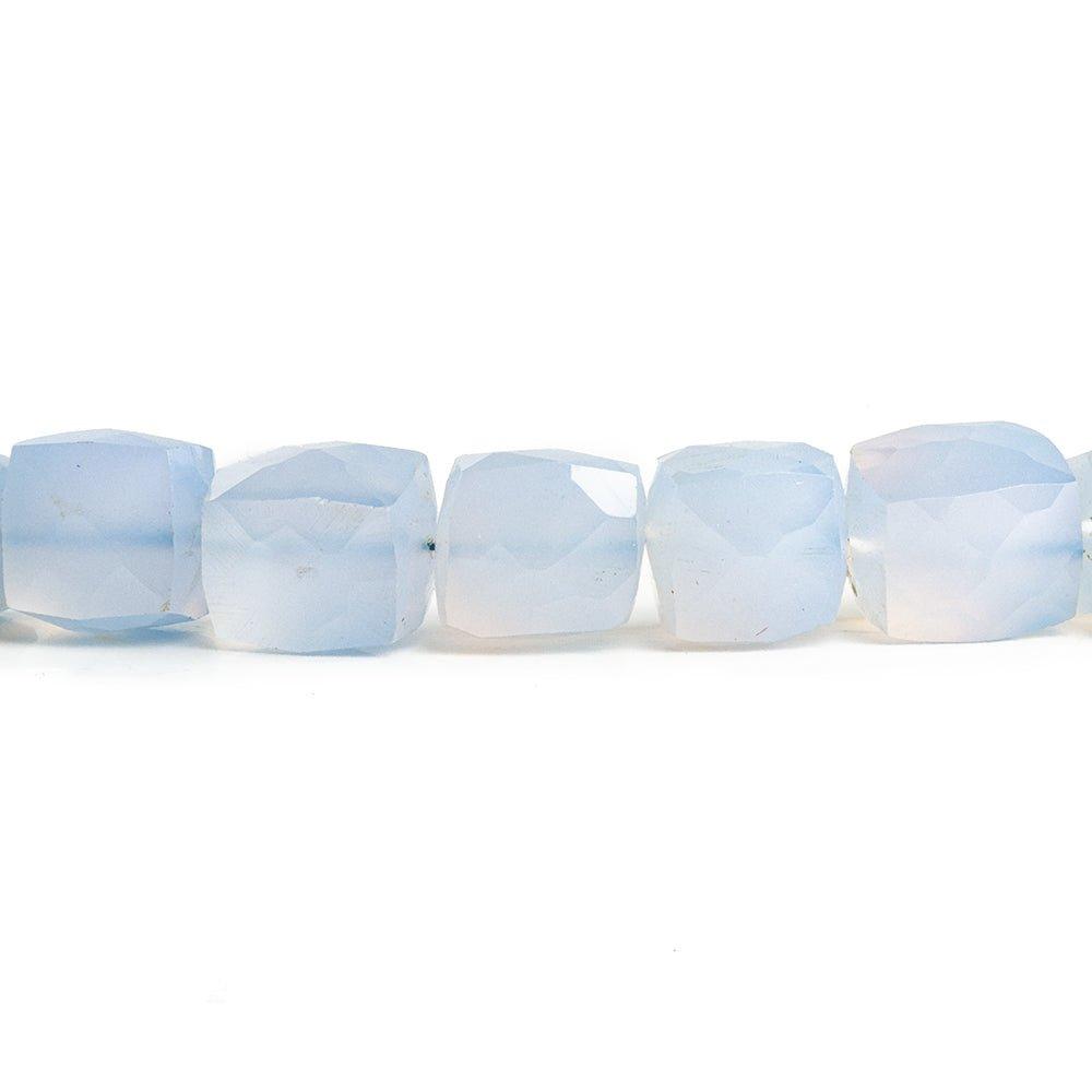 8mm-10mm Turkish Blue Chalcedony Faceted Cube Beads 16 inch 48 pieces - The Bead Traders