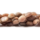 8mm-11mm Frosted Sunstone Plain Oval Beads 8 inch 21 pieces - The Bead Traders