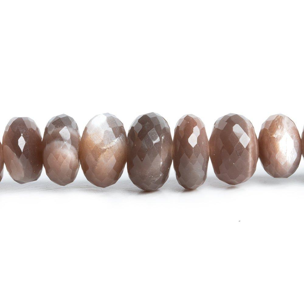 8mm-12mm Chocolate Moonstone Faceted Rondelle Beads 16 inch 75 pieces - The Bead Traders