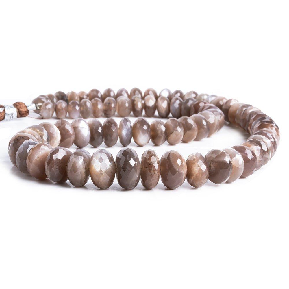 8mm-12mm Chocolate Moonstone Faceted Rondelle Beads 16 inch 75 pieces - The Bead Traders