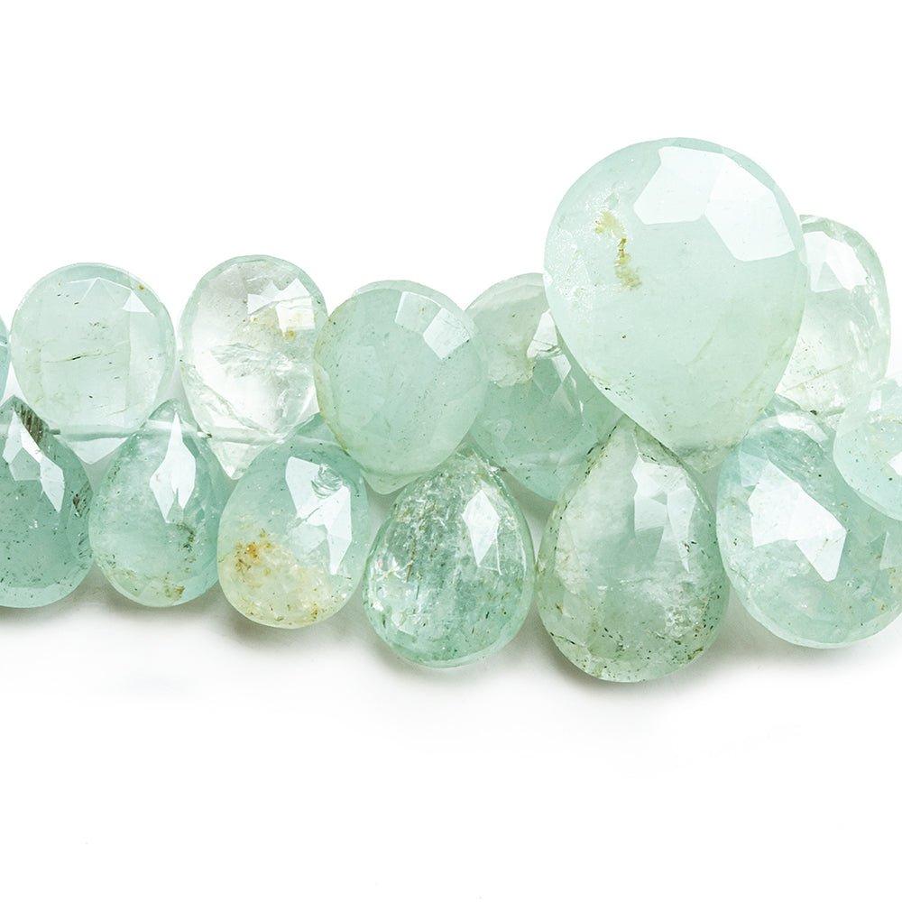 8mm-15mm Aquamarine Faceted Pear Beads 8 inch 57 pieces - The Bead Traders