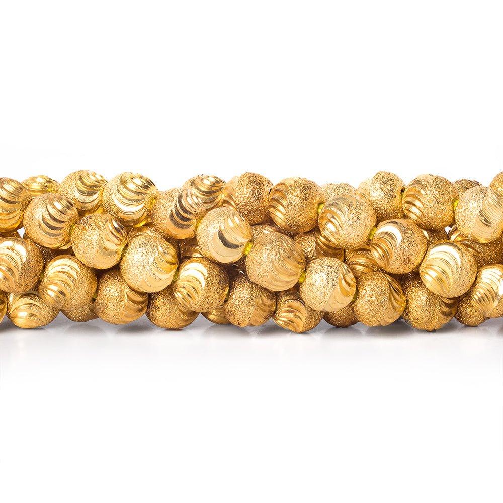 8mm 22kt Gold Plated Brass Beads Scallop Diamond Cut Rounds Beads, 8 inch, 28 beads - The Bead Traders
