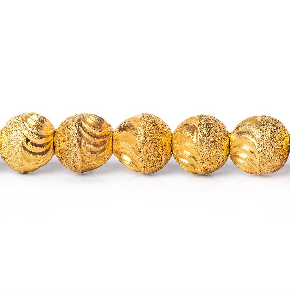 8mm 22kt Gold Plated Brass Beads Scallop Diamond Cut Rounds Beads, 8 inch, 28 beads - The Bead Traders