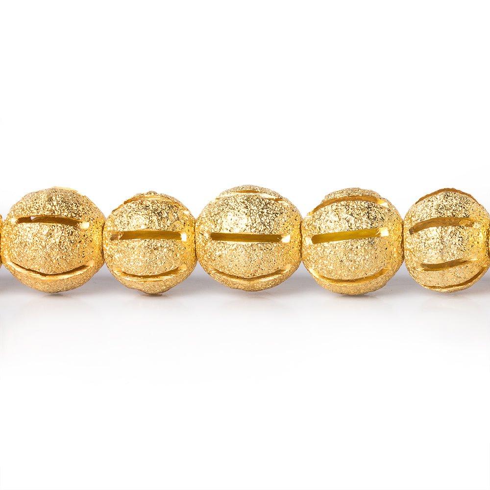 8mm 22kt Gold Plated Brass Stardust Striped Round Beads, 8 inch, 28 beads - The Bead Traders