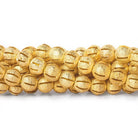 8mm 22kt Gold Plated Brass Stardust Striped Round Beads, 8 inch, 28 beads - The Bead Traders