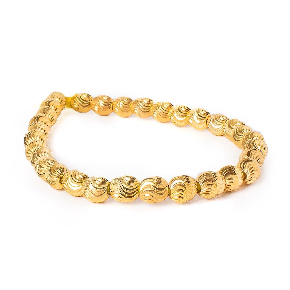 8mm 22kt Gold Plated Brass Wave Diamond Cut Oval Beads, 8 inch, 28 beads - The Bead Traders