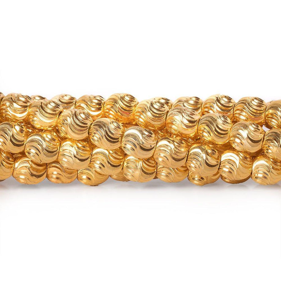 Buy 8mm 22kt Gold Plated Brass Wave Diamond Cut Oval Beads, inch