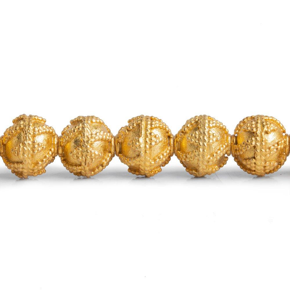 8mm 22kt Gold Plated Copper Bead Roval Miligrain Triangle 8 inch 28 pieces - The Bead Traders